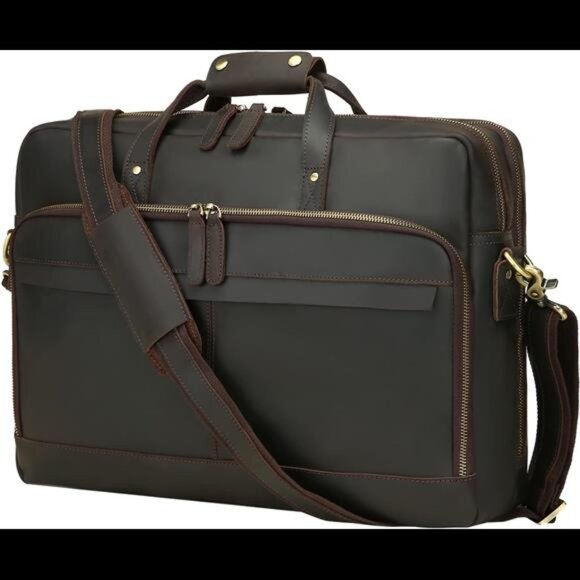 Men's Leather Messenger Bag Full Grain Leather Laptop Briefcase